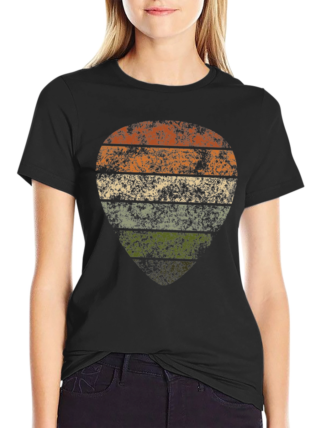 Retro Striped Guitar Pick Graphic T-Shirt