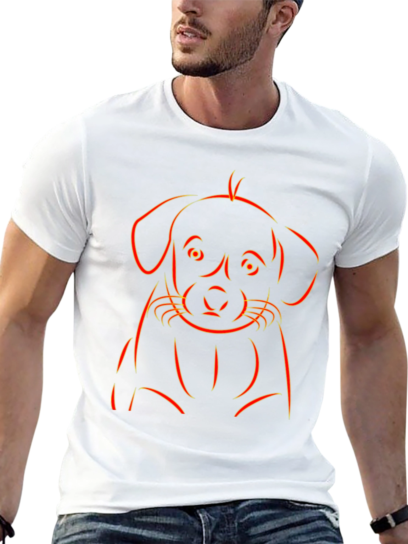 Puppy Outline Graphic Tee - Black