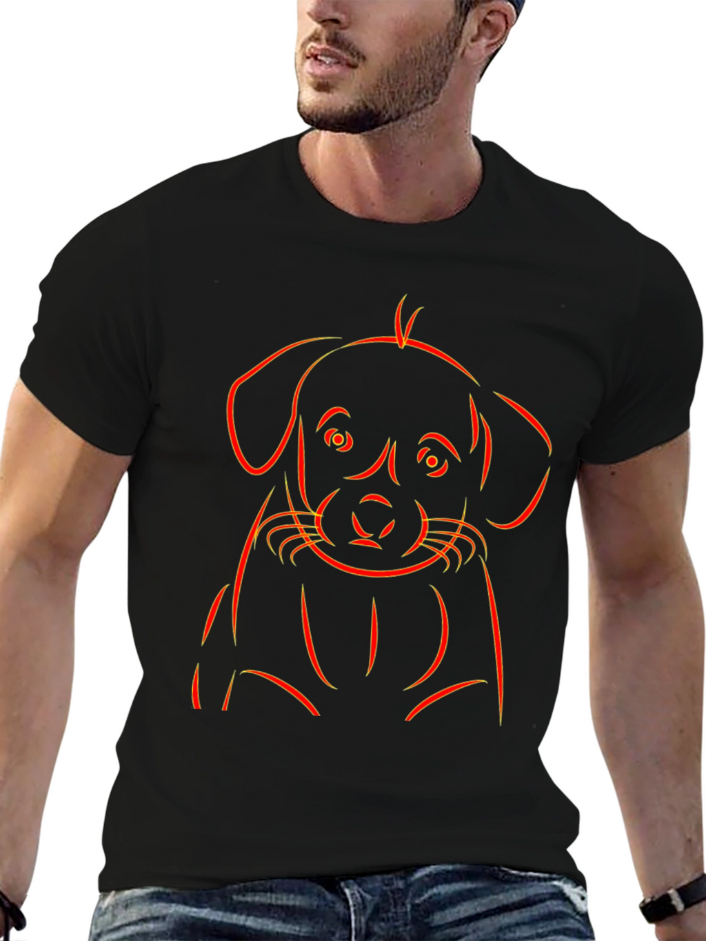 Puppy Outline Graphic Tee - Black
