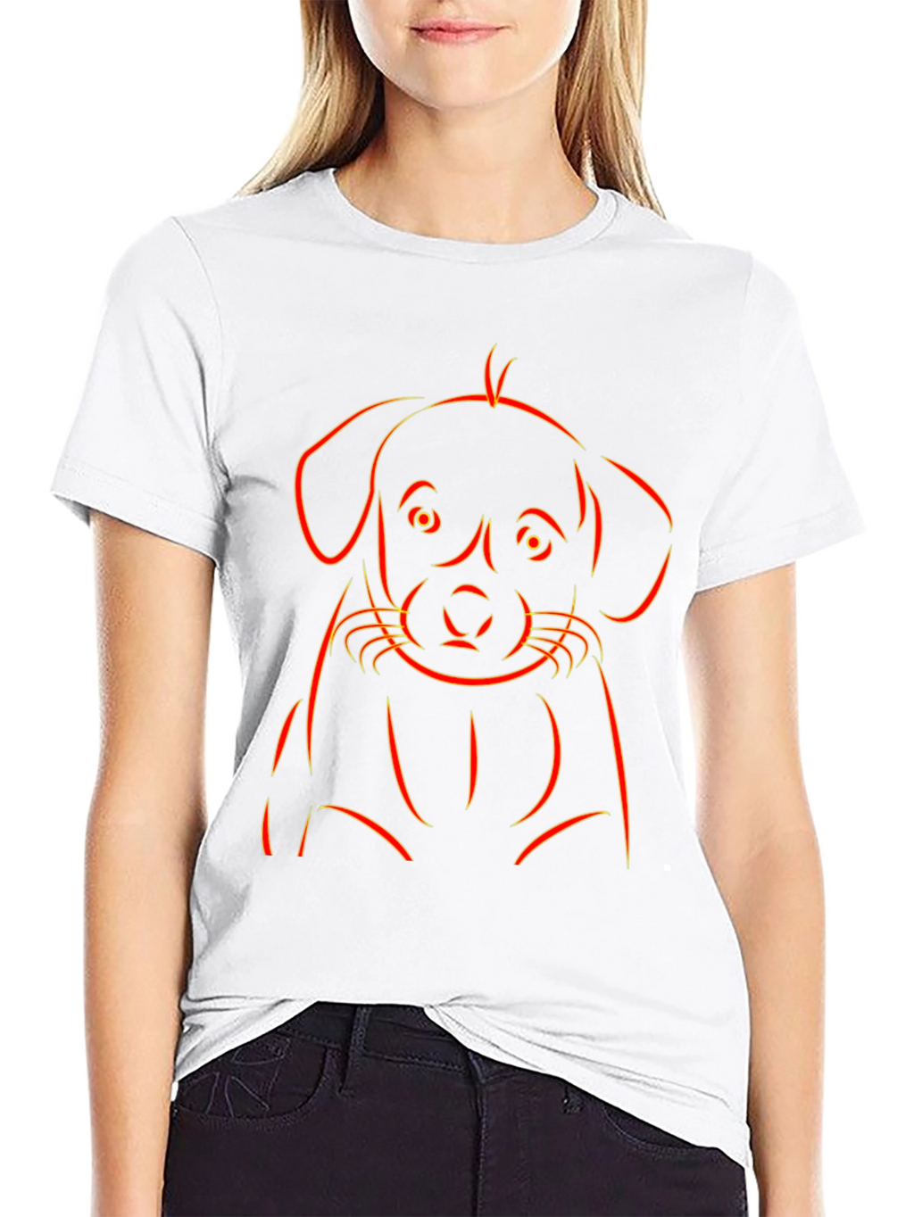 Puppy Outline Graphic Tee - Black