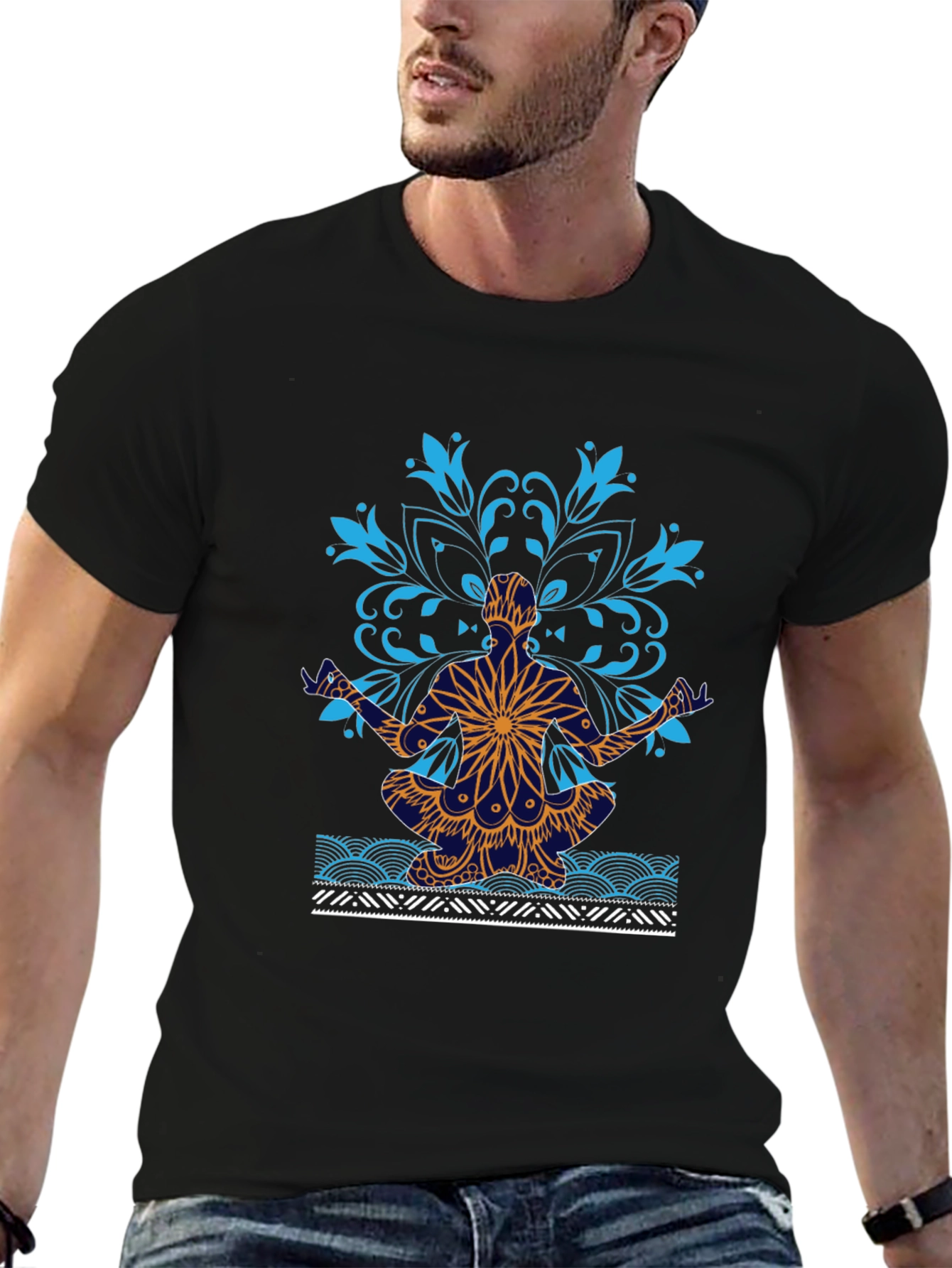 Yoga Mandala Graphic Tee - Meditative Style
