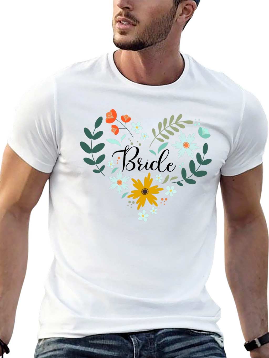 Bride Floral Heart T-Shirt - Wedding Day Apparel