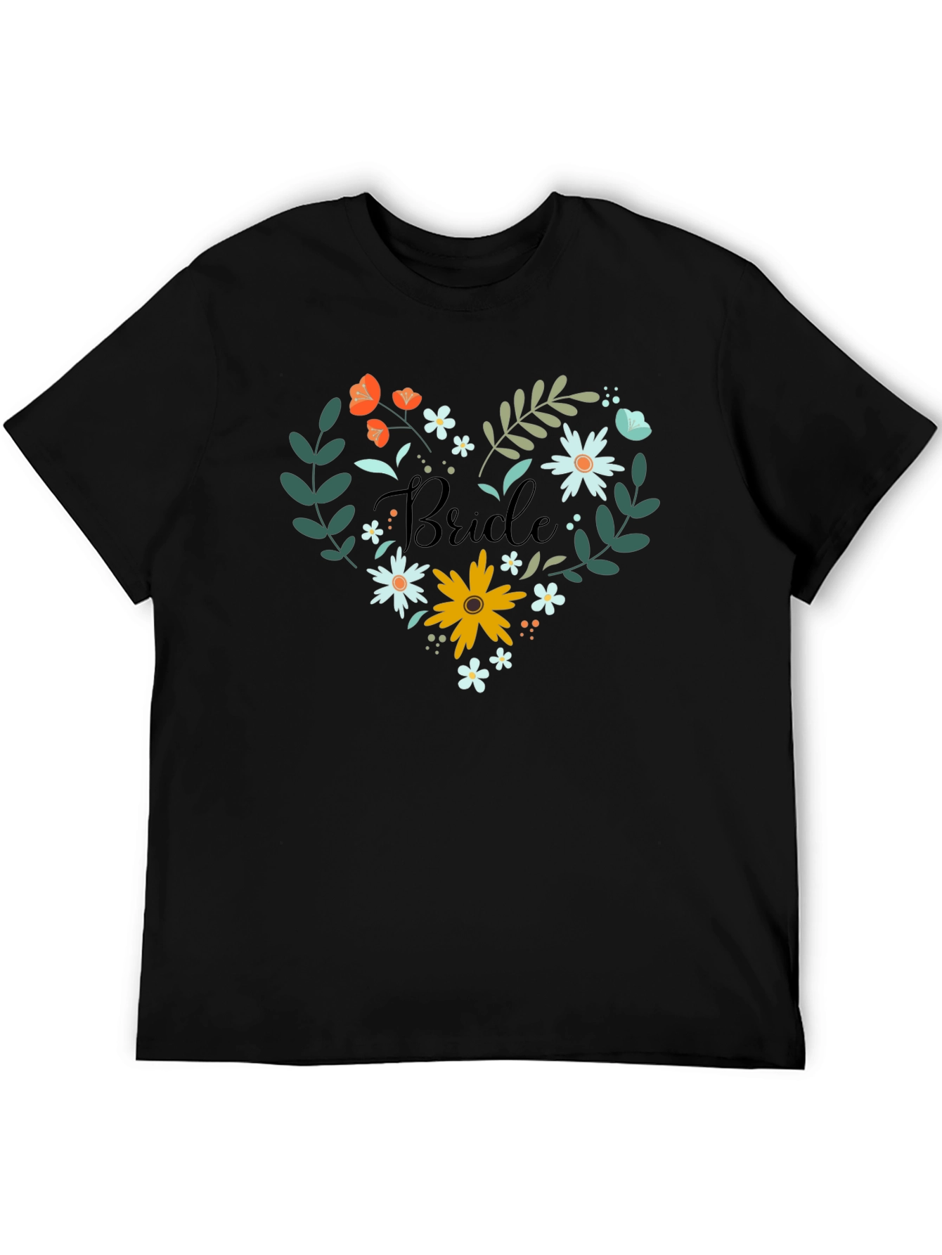 Bride Floral Heart T-Shirt - Wedding Day Apparel