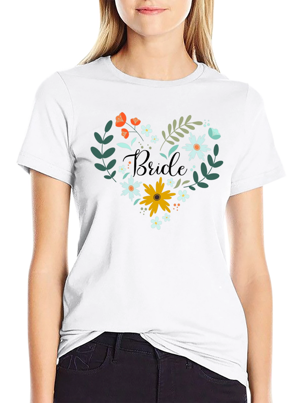 Bride Floral Heart T-Shirt - Wedding Day Apparel