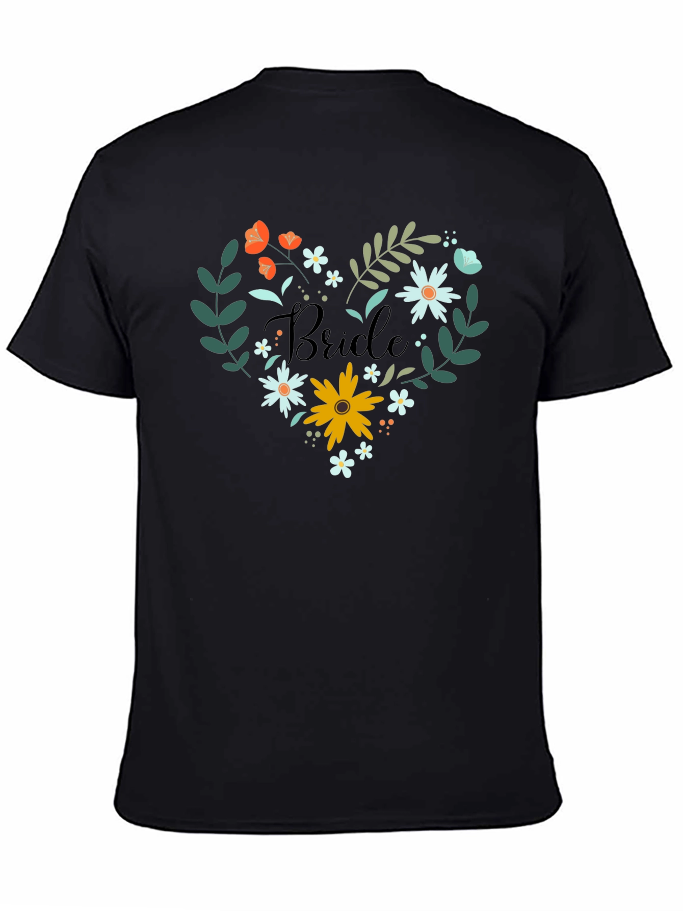 Bride Floral Heart T-Shirt - Wedding Day Apparel