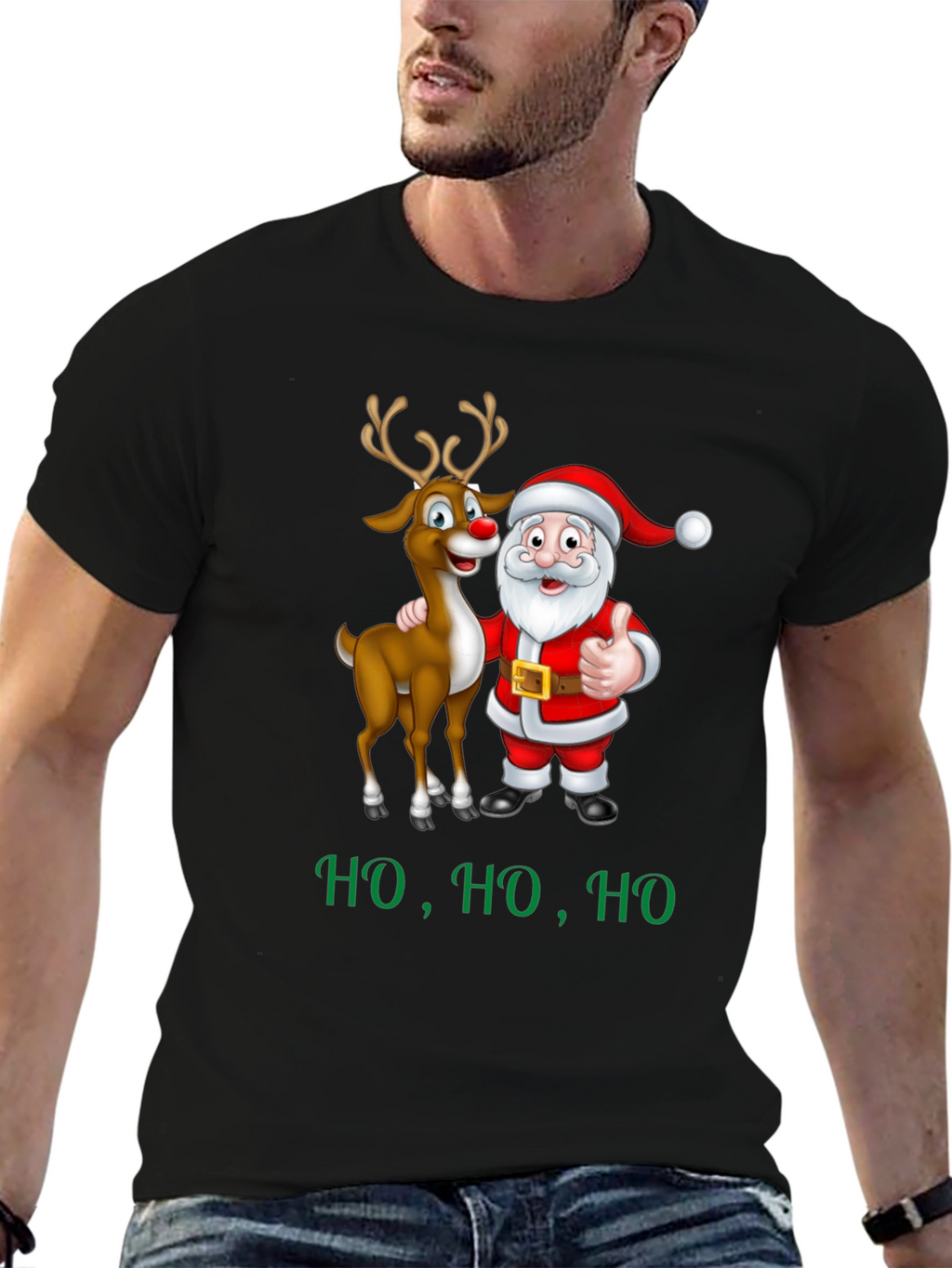 Santa & Rudolph Christmas T-Shirt - Festive Holiday Wear