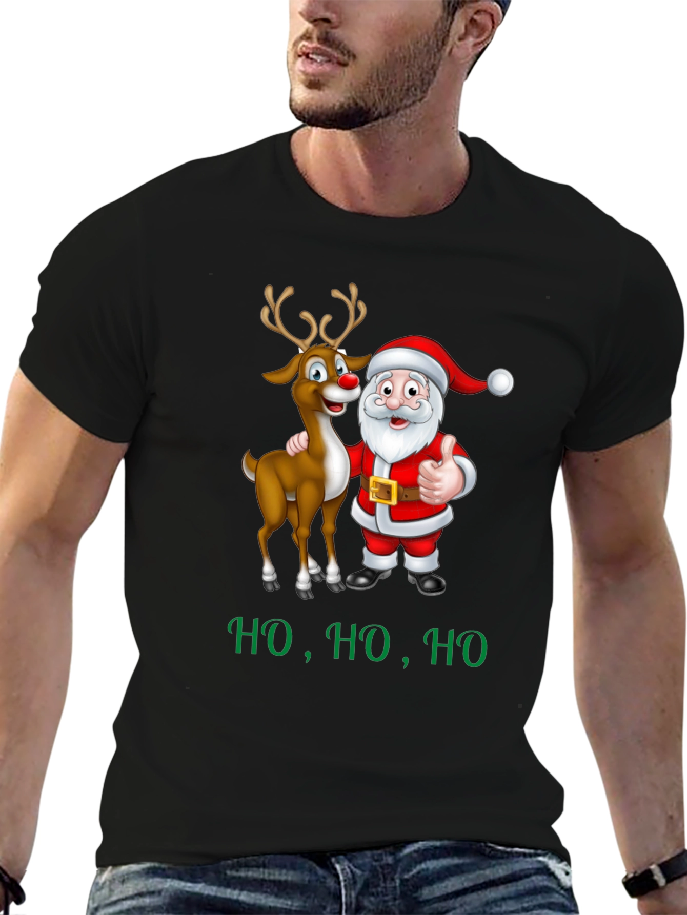 Santa & Rudolph Christmas T-Shirt - Festive Holiday Wear