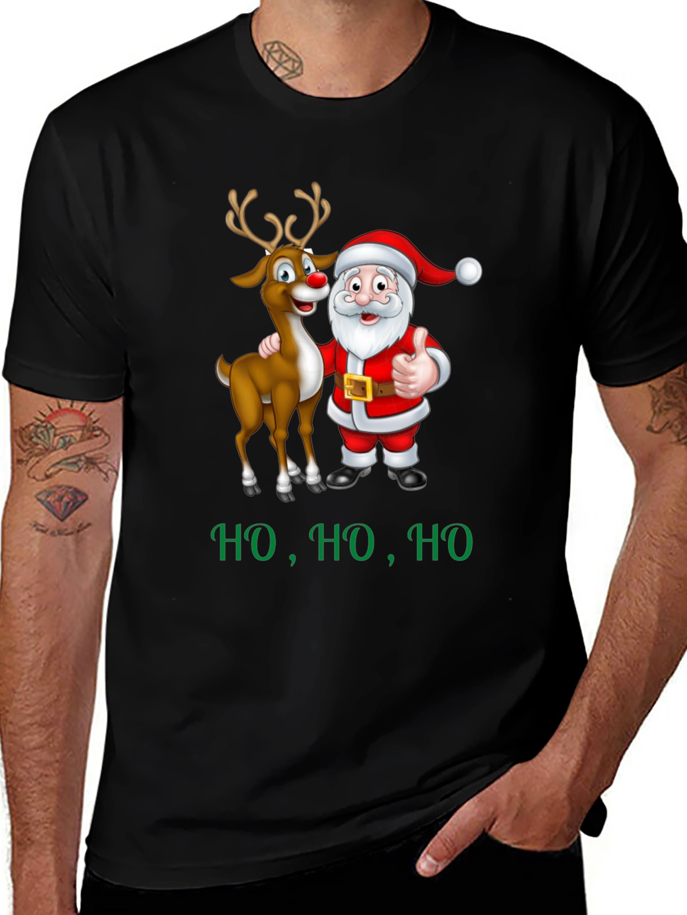 Santa & Rudolph Christmas T-Shirt - Festive Holiday Wear