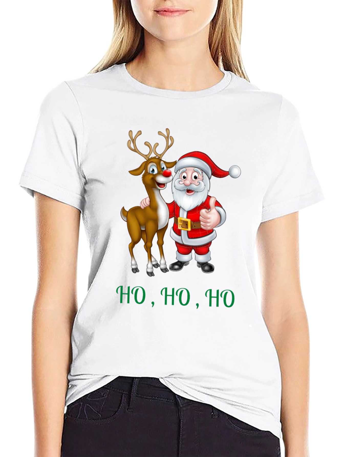 Santa & Rudolph Christmas T-Shirt - Festive Holiday Wear