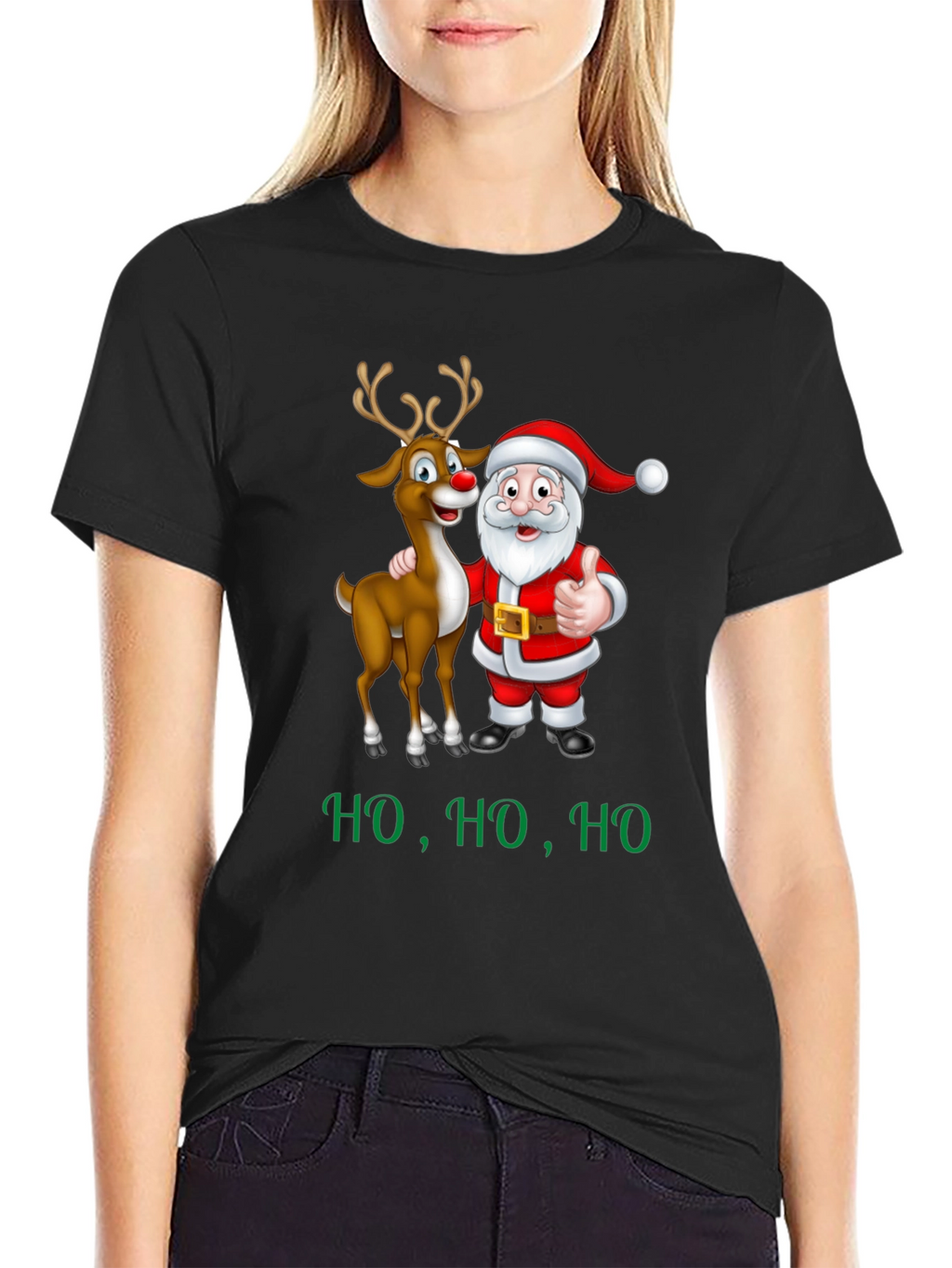 Santa & Rudolph Christmas T-Shirt - Festive Holiday Wear