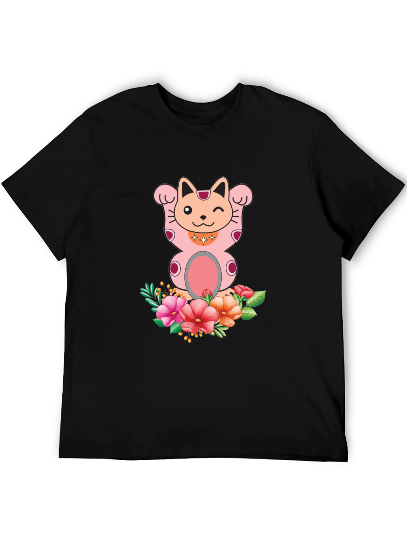 Lucky Cat Floral T-Shirt - Mens Graphic Tee