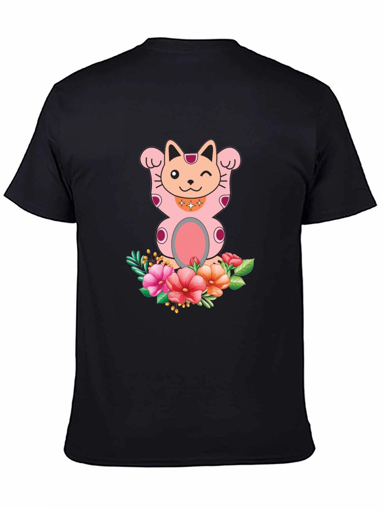 Lucky Cat Floral T-Shirt - Mens Graphic Tee