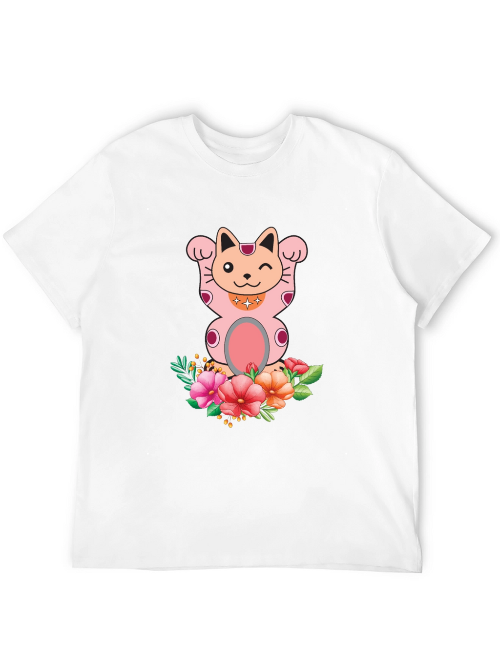 Lucky Cat Floral T-Shirt - Mens Graphic Tee