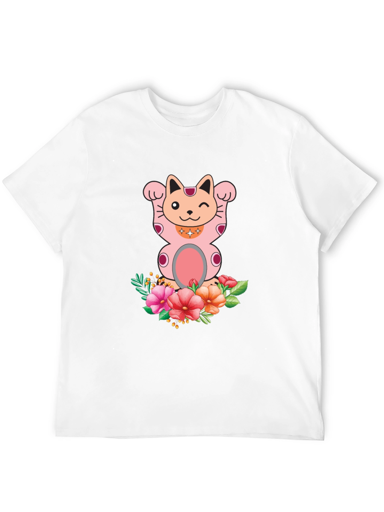 Lucky Cat Floral T-Shirt - Mens Graphic Tee