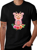 Lucky Cat Floral T-Shirt - Mens Graphic Tee
