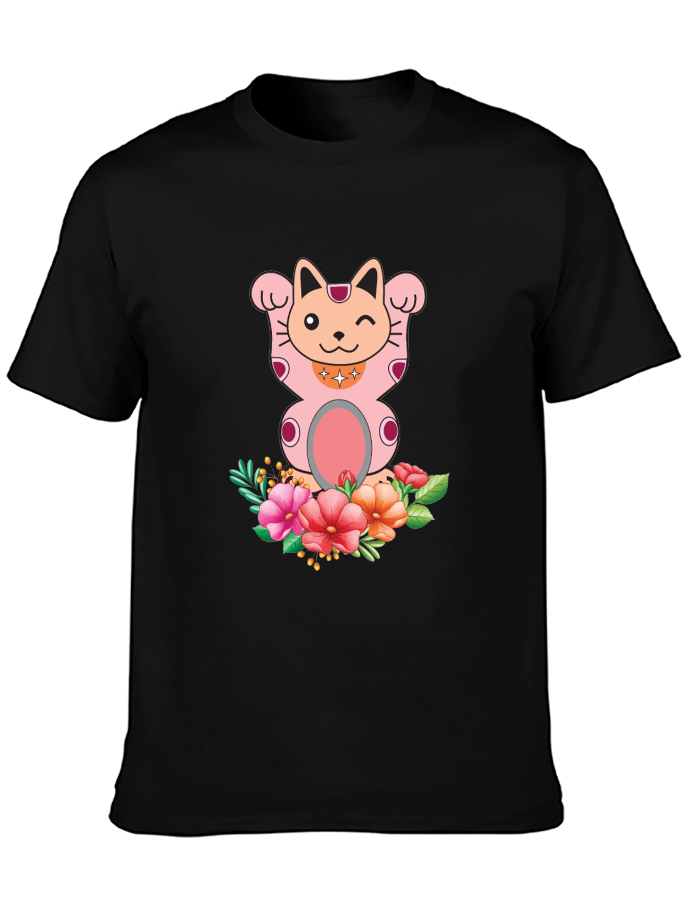Lucky Cat Floral T-Shirt - Mens Graphic Tee