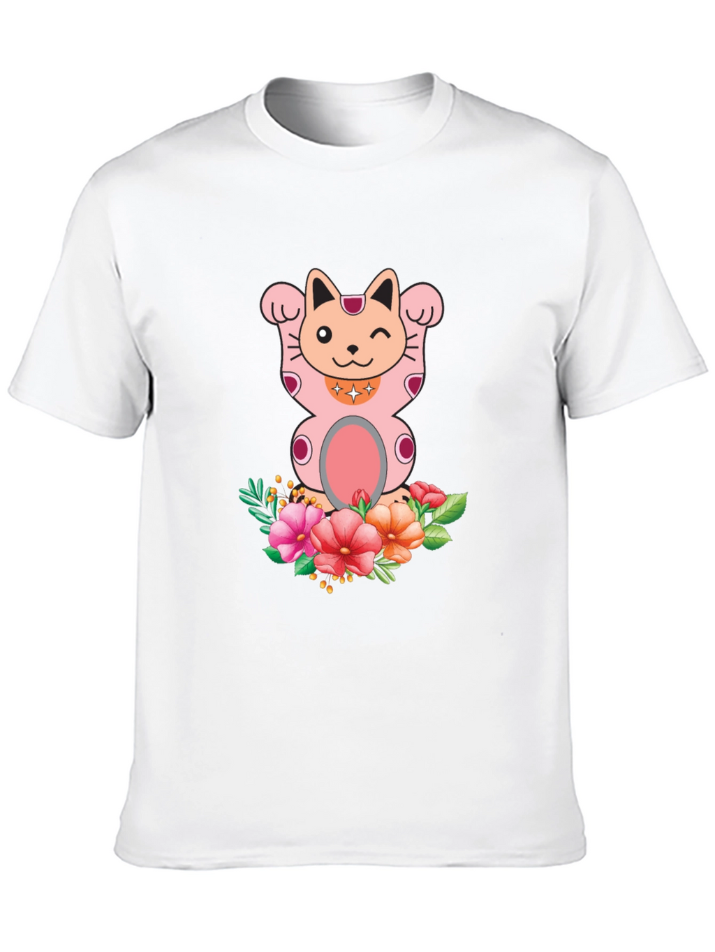 Lucky Cat Floral T-Shirt - Mens Graphic Tee