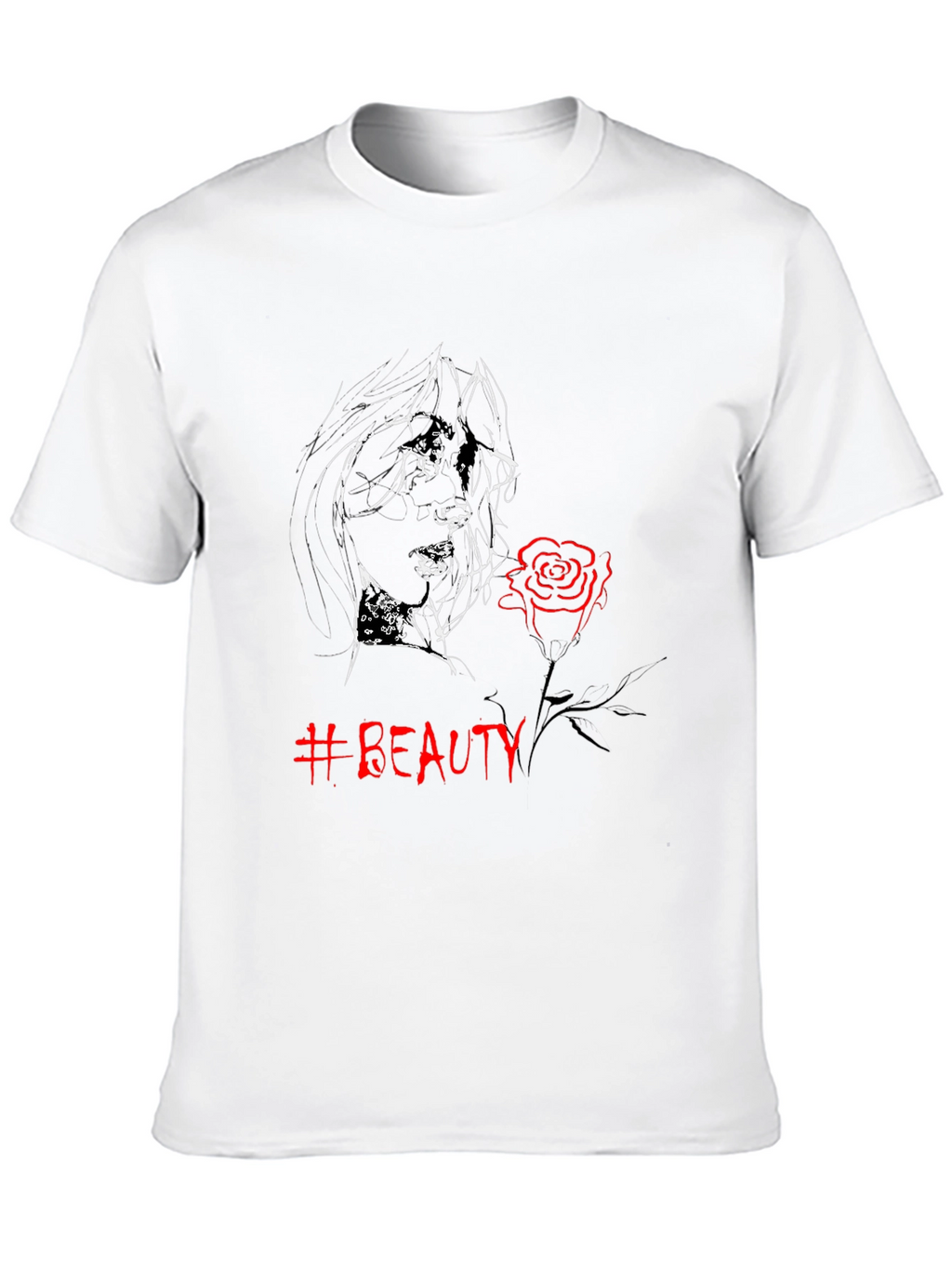 Beauty Graphic Tee - Black Cotton Blend T-Shirt