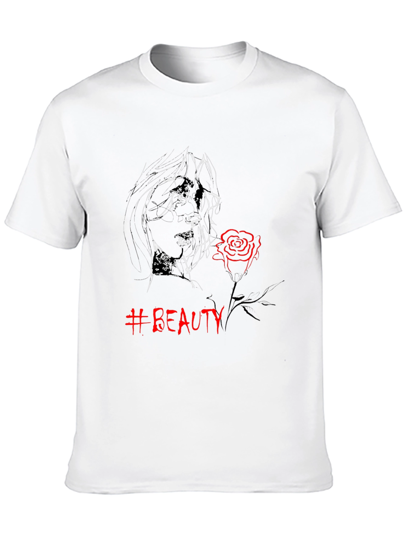 Beauty Graphic Tee - Black Cotton Blend T-Shirt