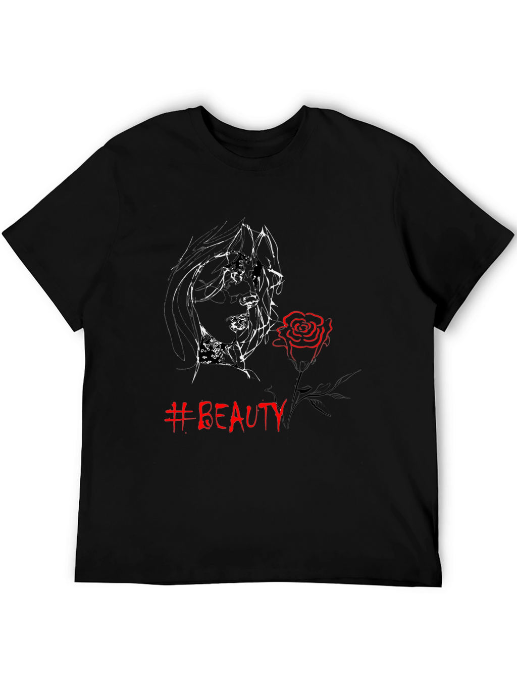 Beauty Graphic Tee - Black Cotton Blend T-Shirt