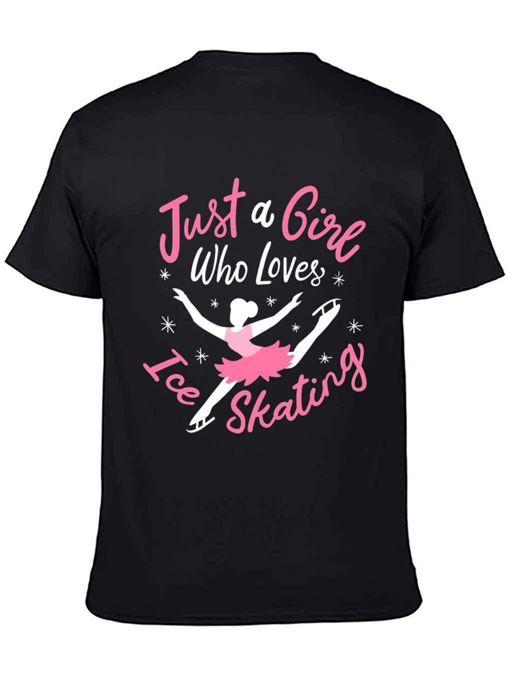 Girl Who Loves Ice Skating Black T-Shirt