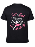 Girl Who Loves Ice Skating Black T-Shirt