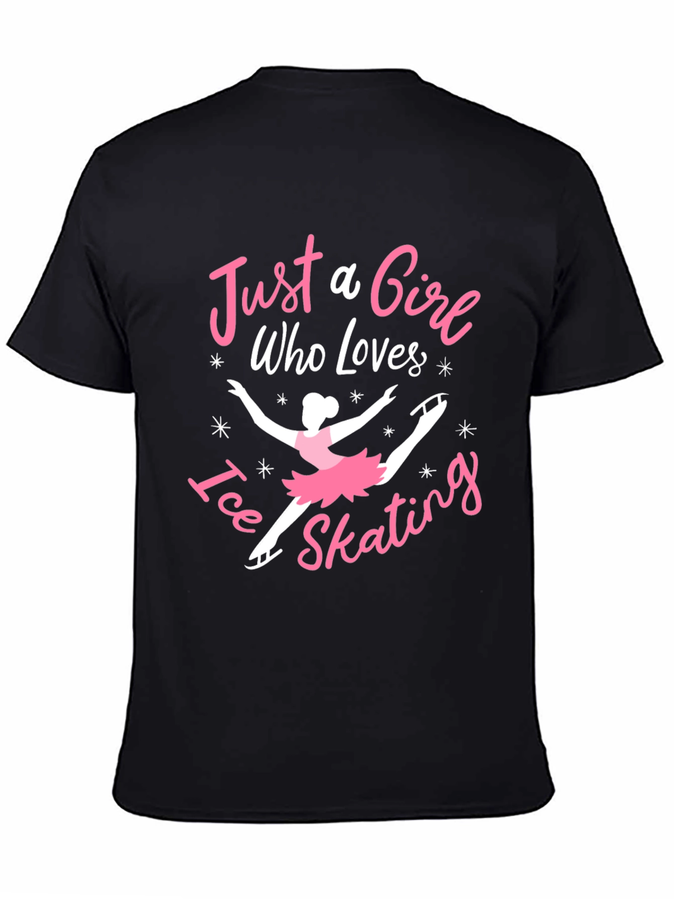 Girl Who Loves Ice Skating Black T-Shirt