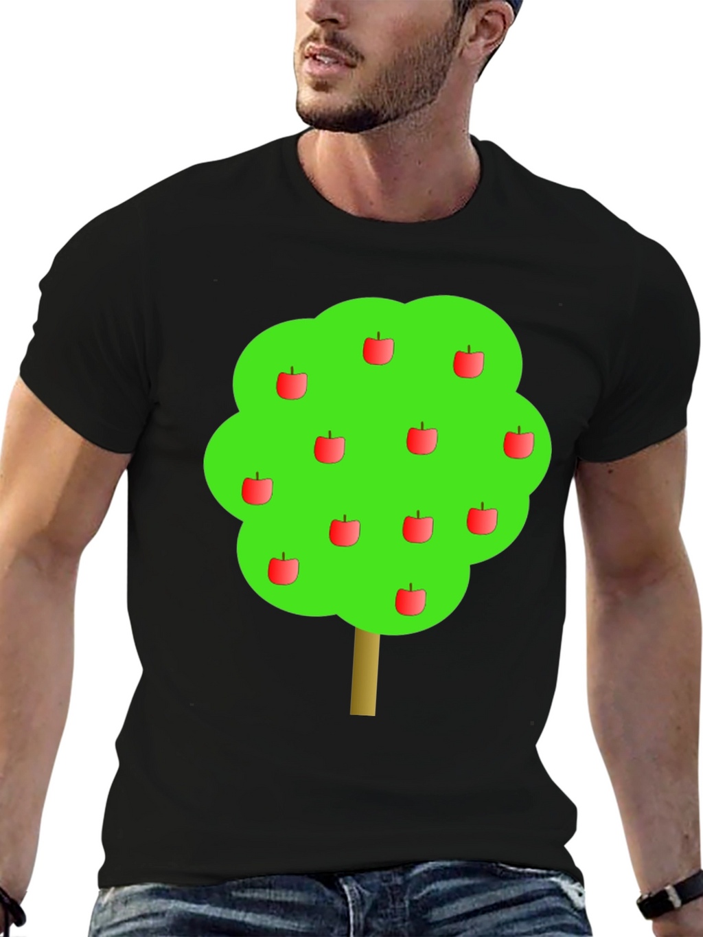 Apple Tree Graphic Black T-Shirt