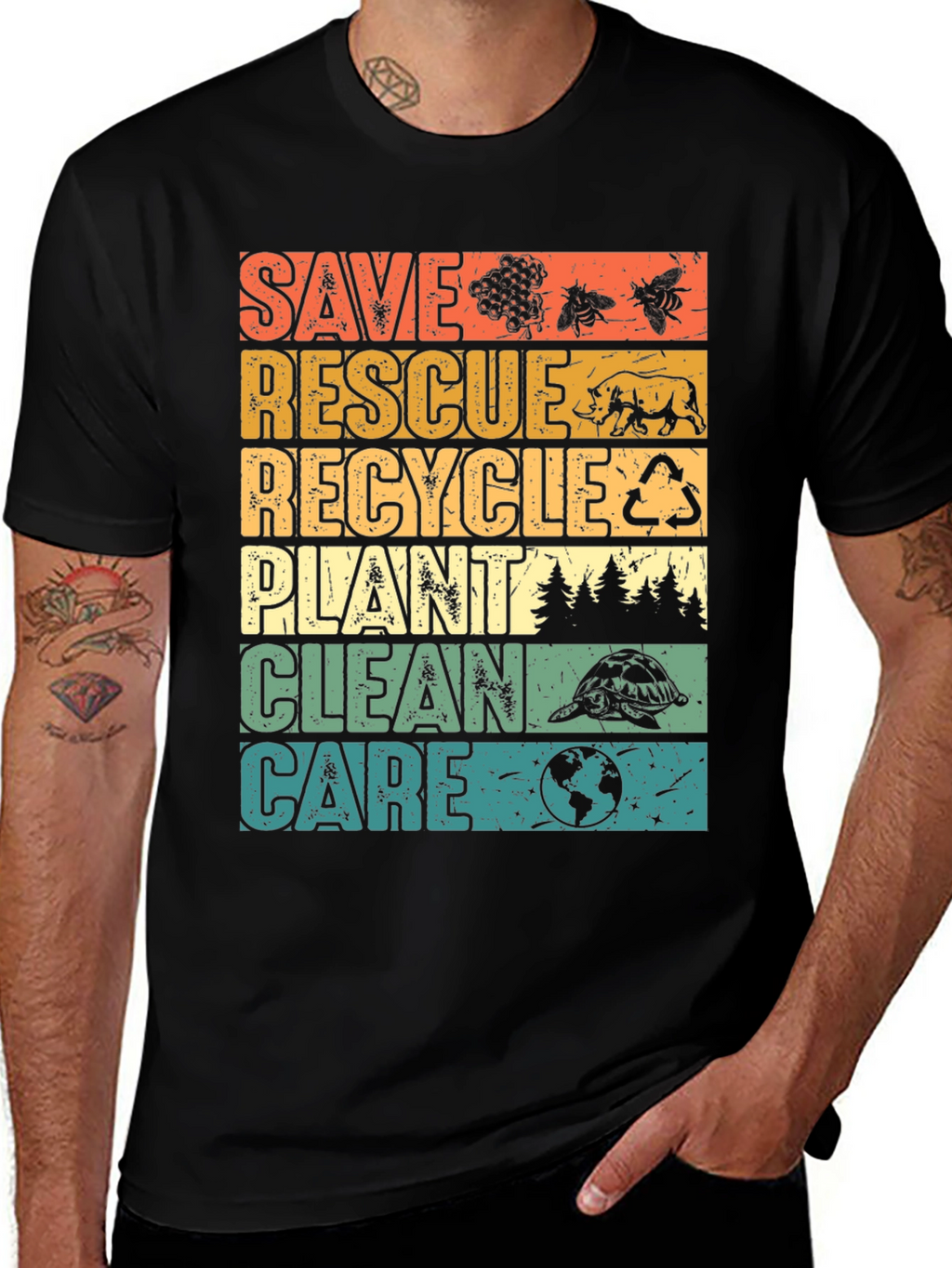 Eco-Friendly Save Rescue Recycle Graphic T-Shirt