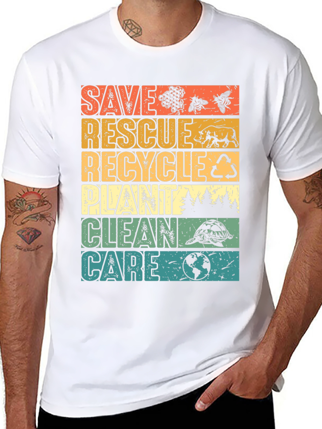 Eco-Friendly Save Rescue Recycle Graphic T-Shirt
