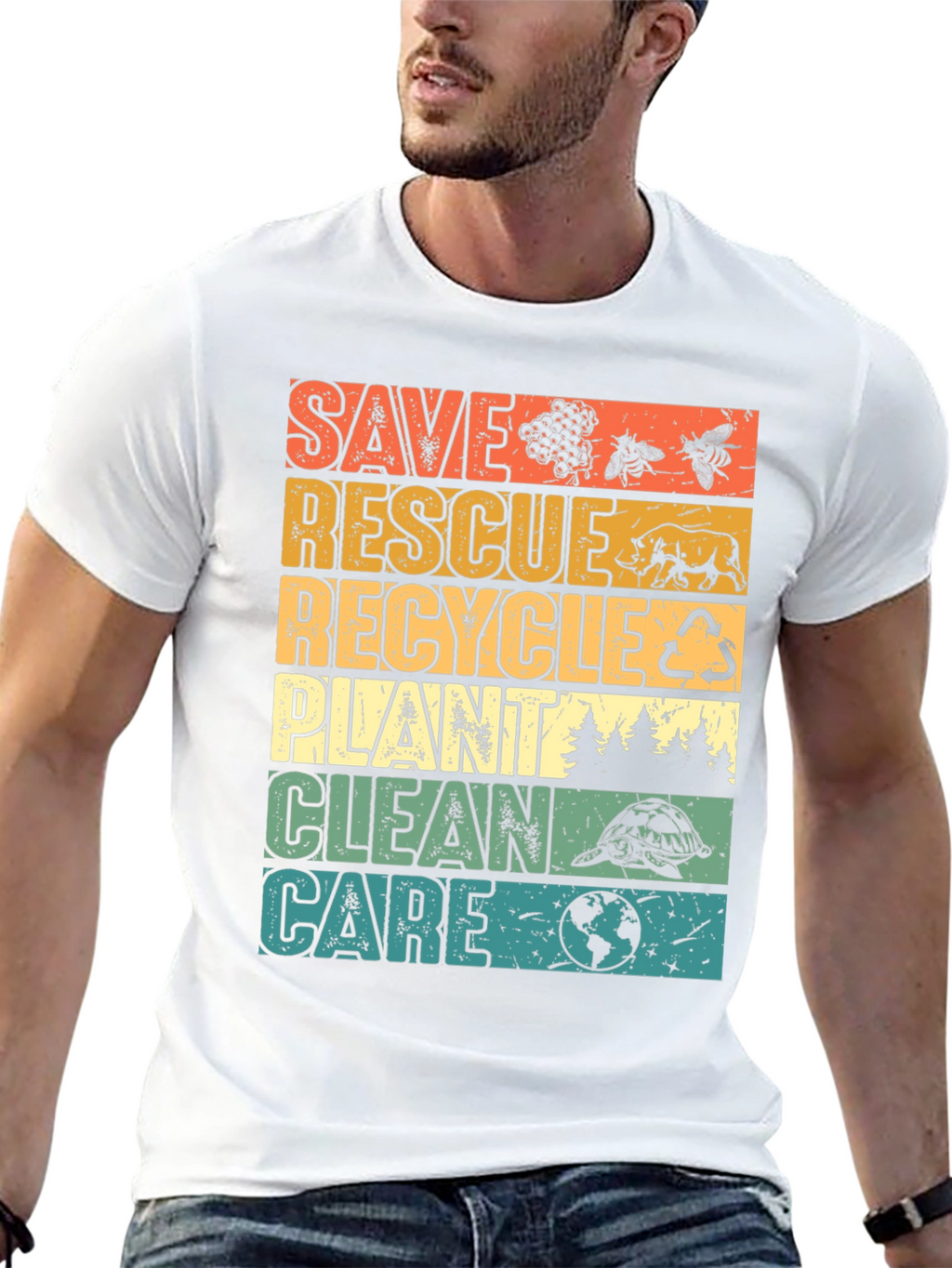 Eco-Friendly Save Rescue Recycle Graphic T-Shirt