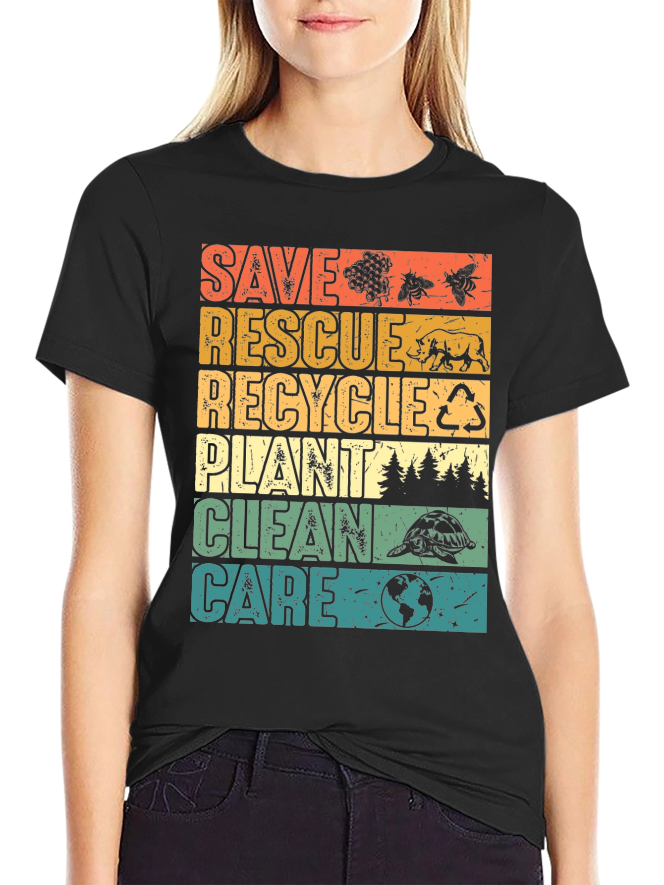 Eco-Friendly Save Rescue Recycle Graphic T-Shirt