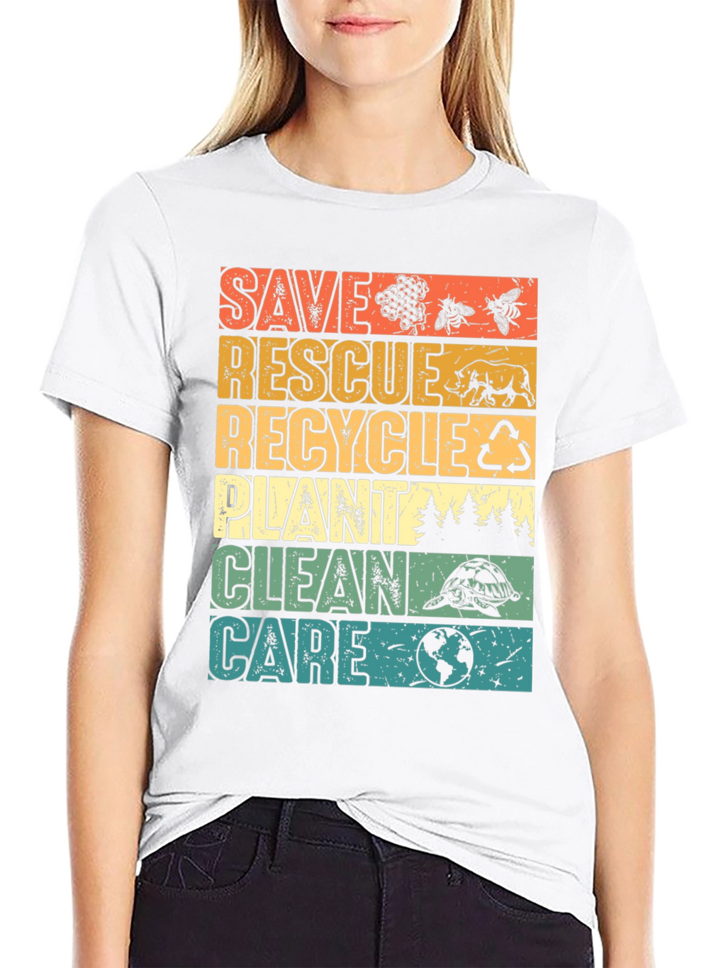 Eco-Friendly Save Rescue Recycle Graphic T-Shirt