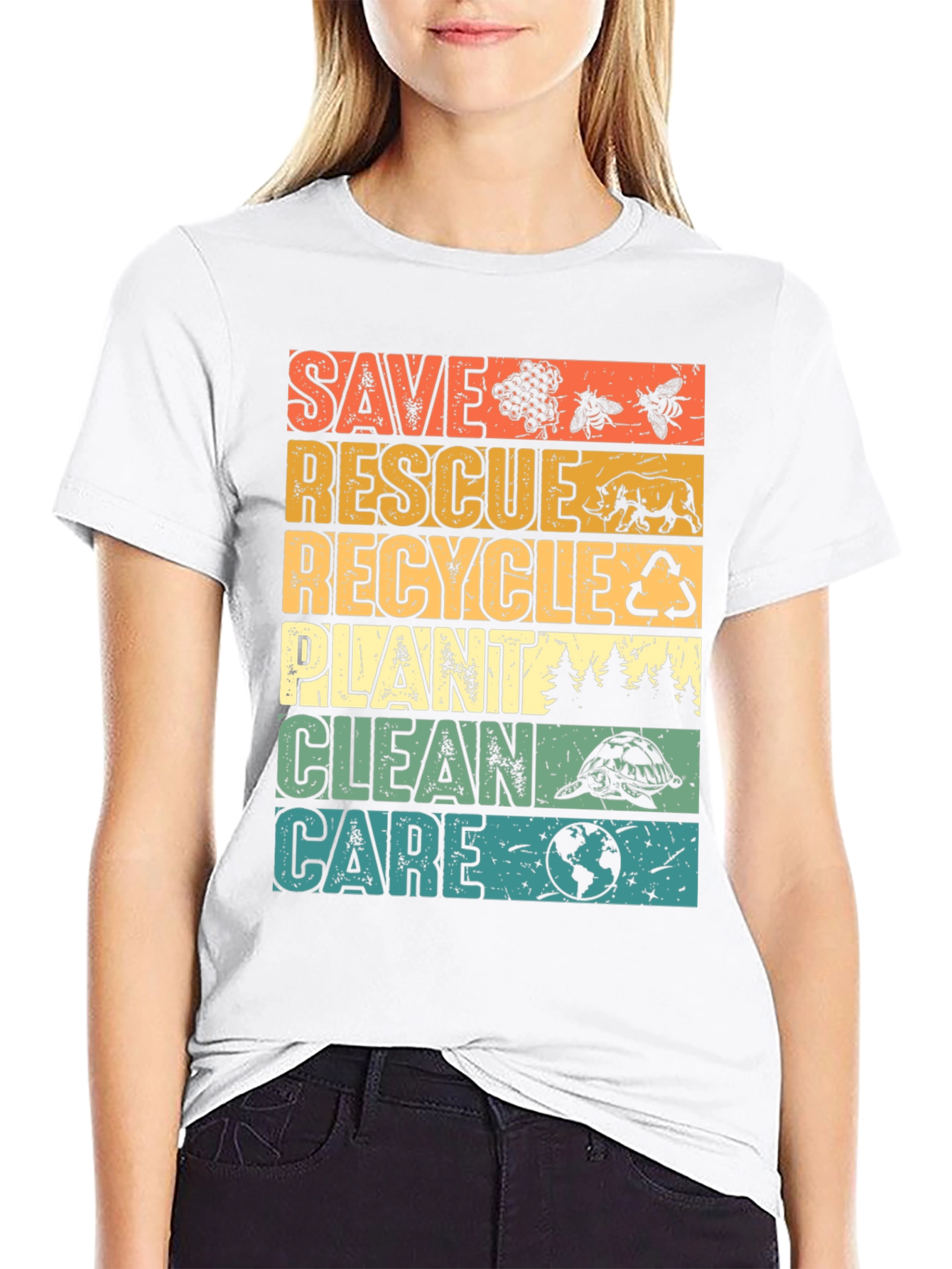 Eco-Friendly Save Rescue Recycle Graphic T-Shirt
