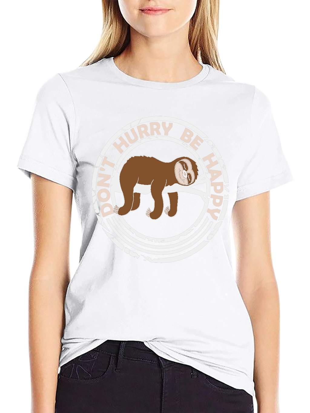 Dont Hurry Be Happy Sloth Graphic Tee
