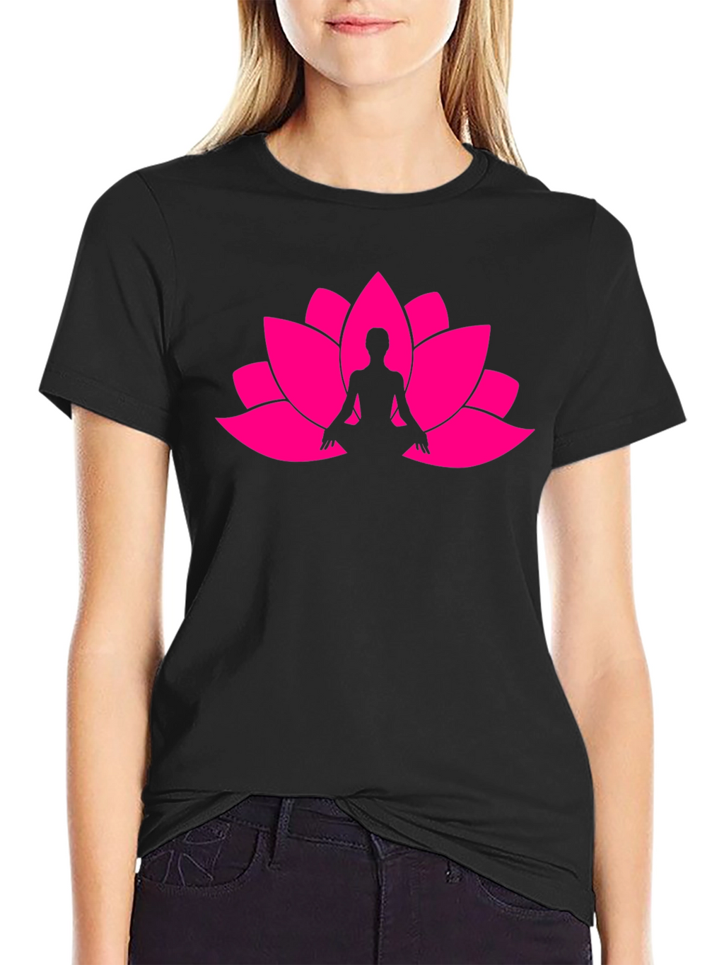 Lotus Meditation Black T-Shirt