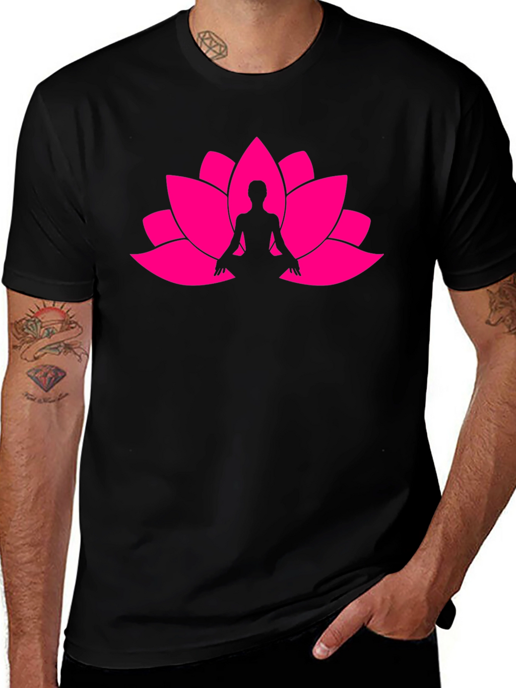 Lotus Meditation Black T-Shirt