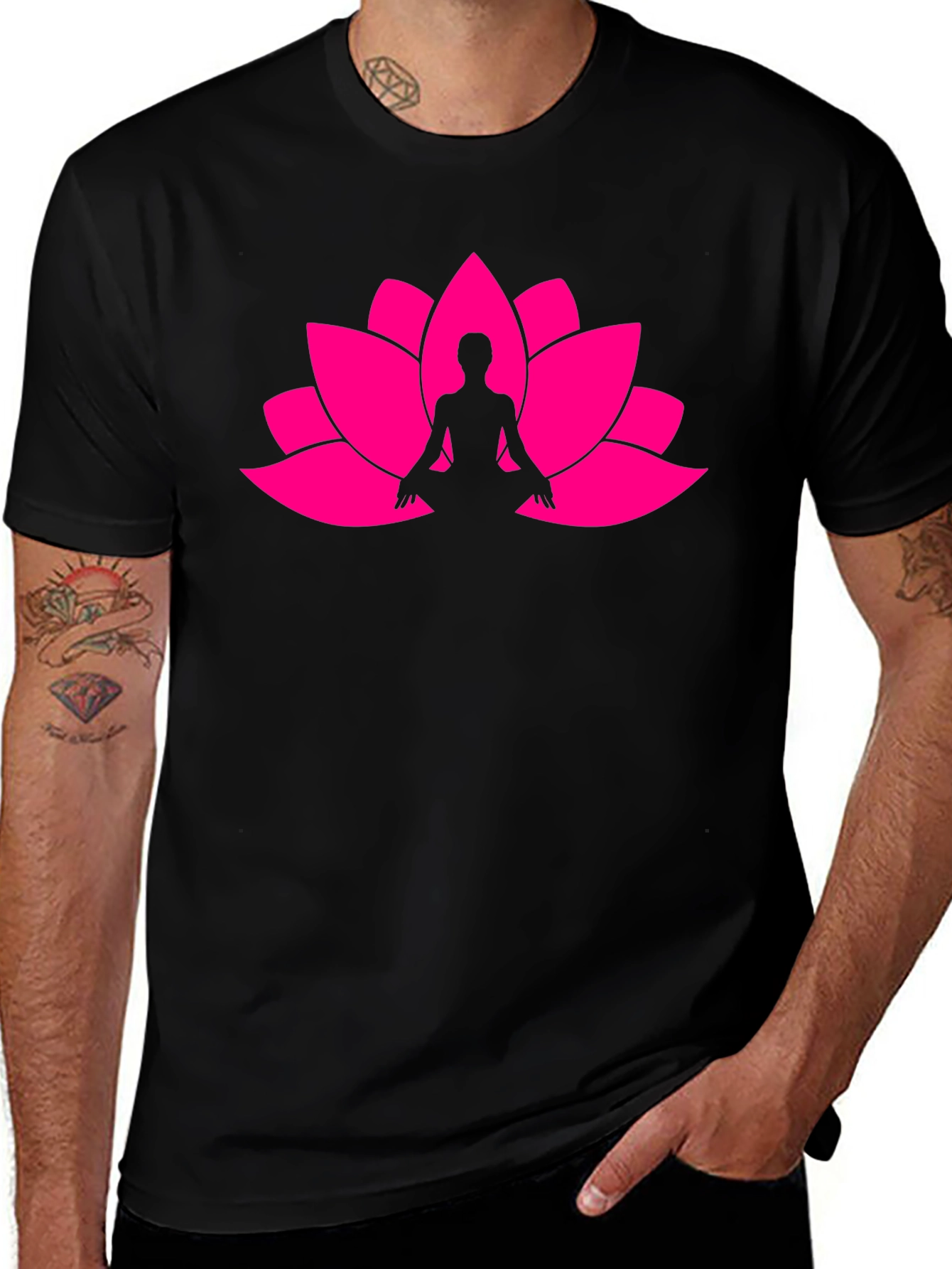 Lotus Meditation Black T-Shirt