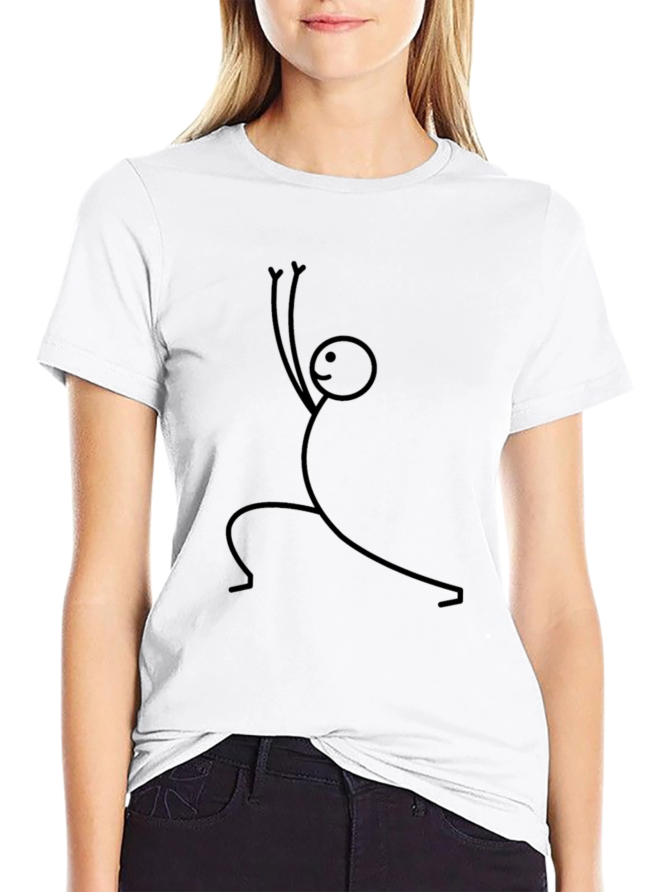 Stick Figure Yoga Black T-Shirt