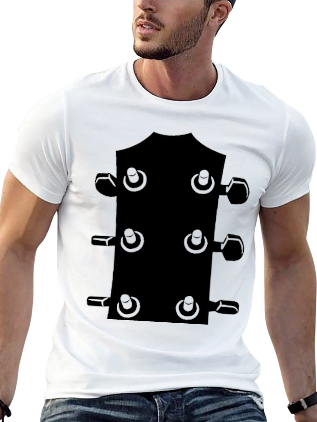 Guitar Headstock T-Shirt - Black Music Tee