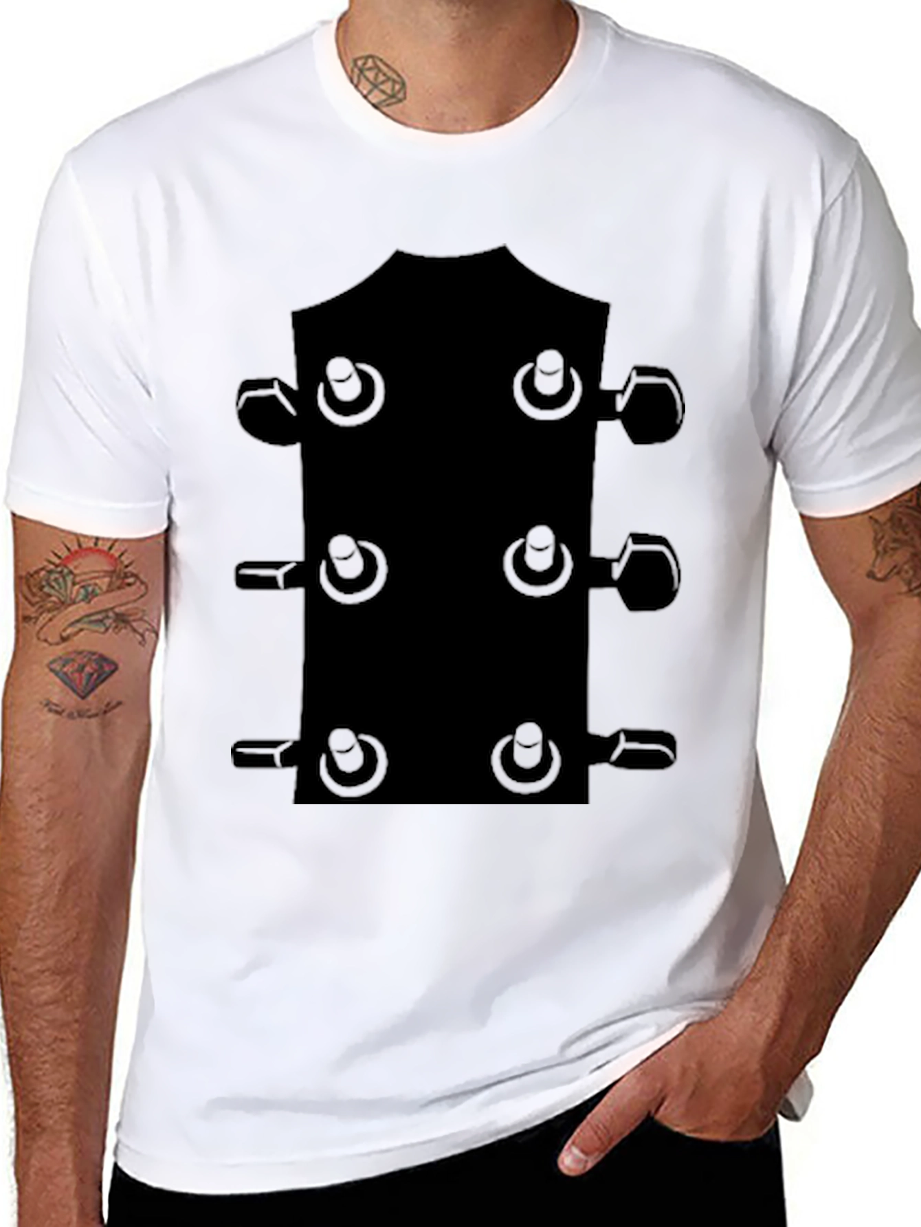 Guitar Headstock T-Shirt - Black Music Tee
