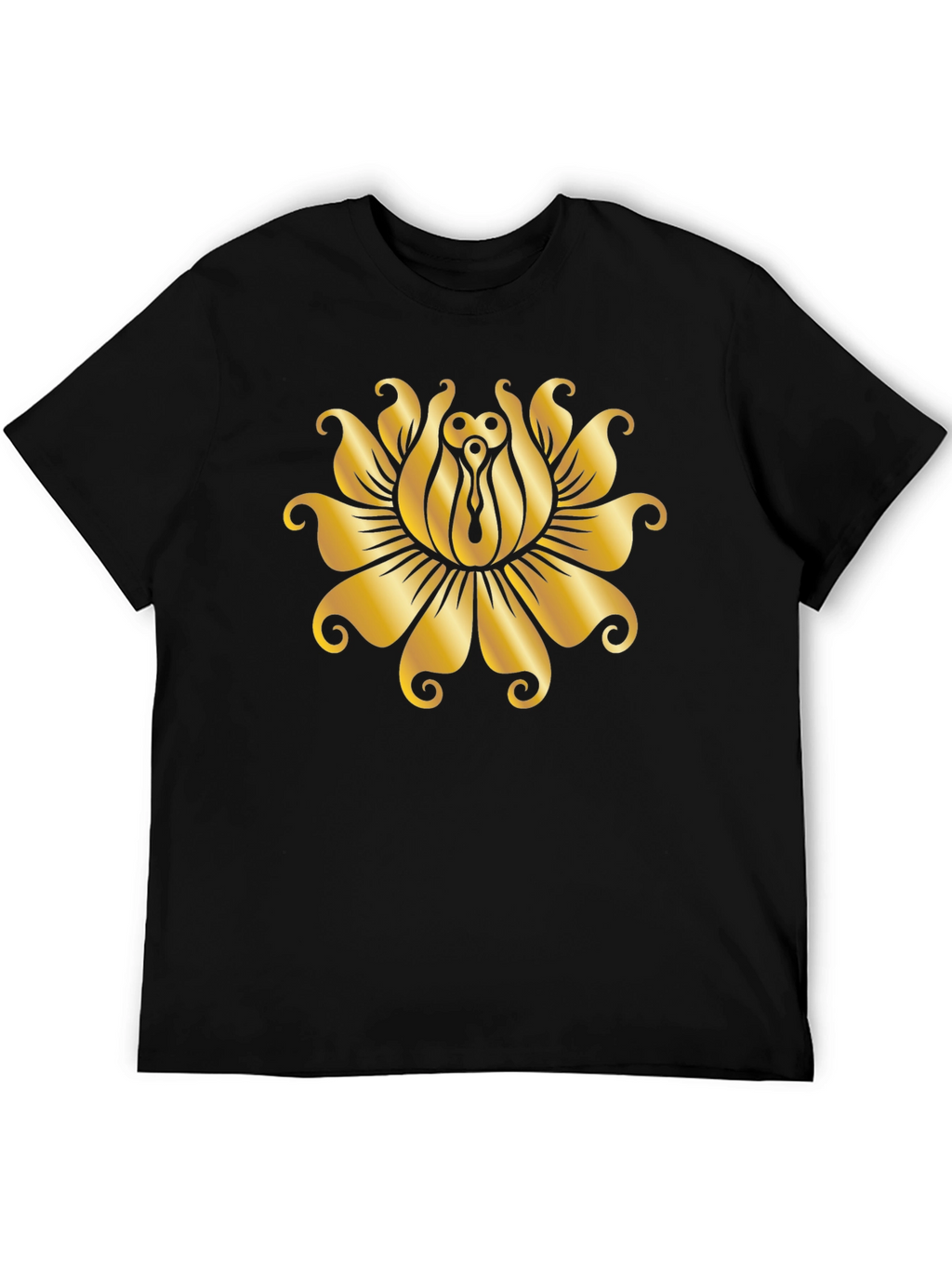 Golden Lotus Black T-Shirt - Unique Design
