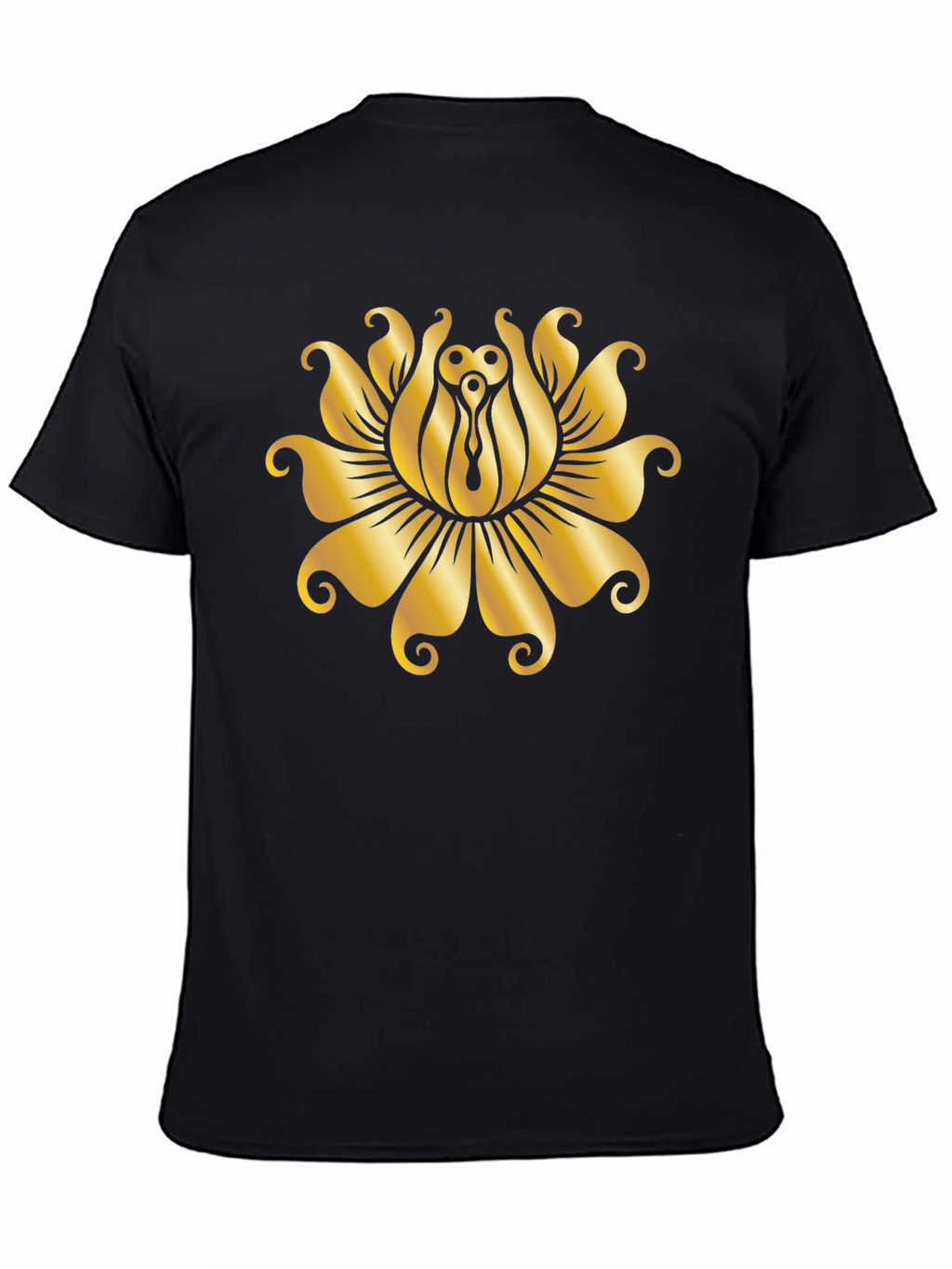 Golden Lotus Black T-Shirt - Unique Design