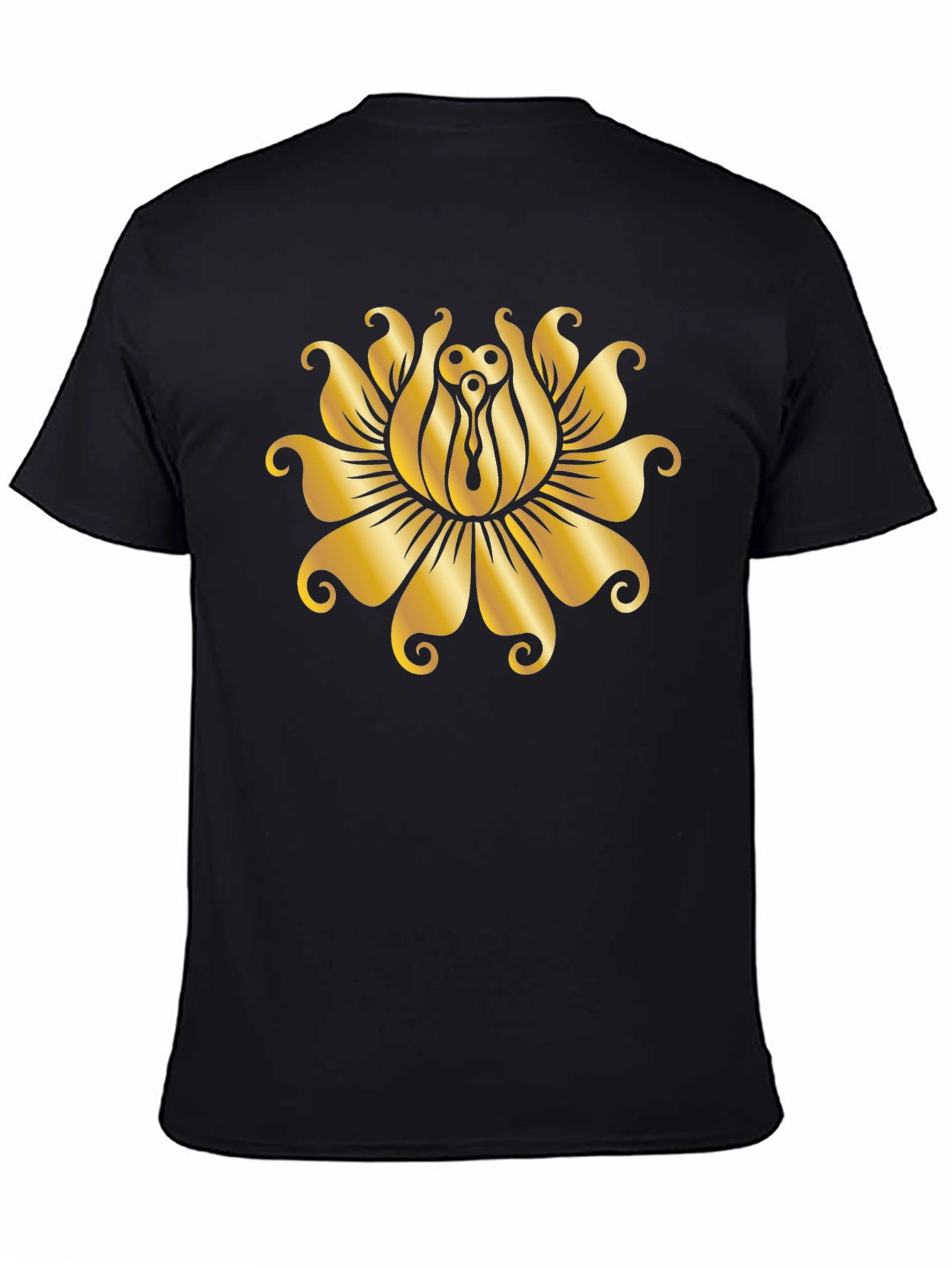 Golden Lotus Black T-Shirt - Unique Design
