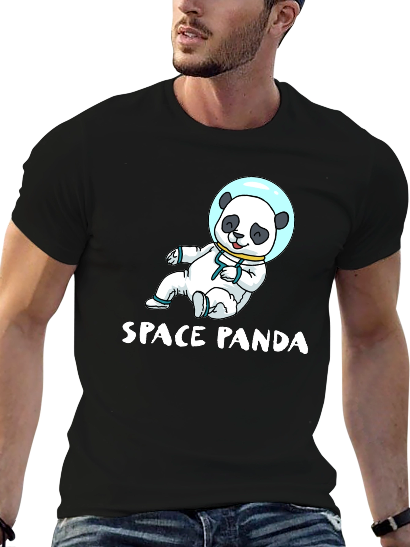 Space Panda Graphic T-Shirt - Black Cotton Tee