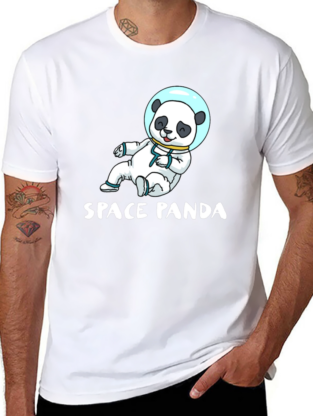 Space Panda Graphic T-Shirt - Black Cotton Tee