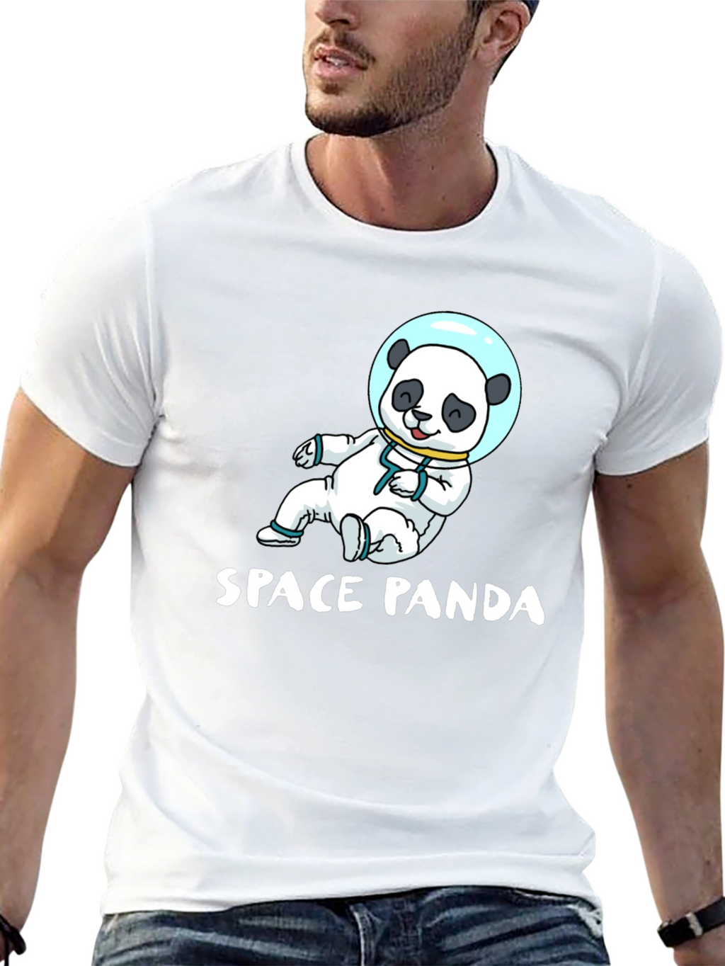 Space Panda Graphic T-Shirt - Black Cotton Tee