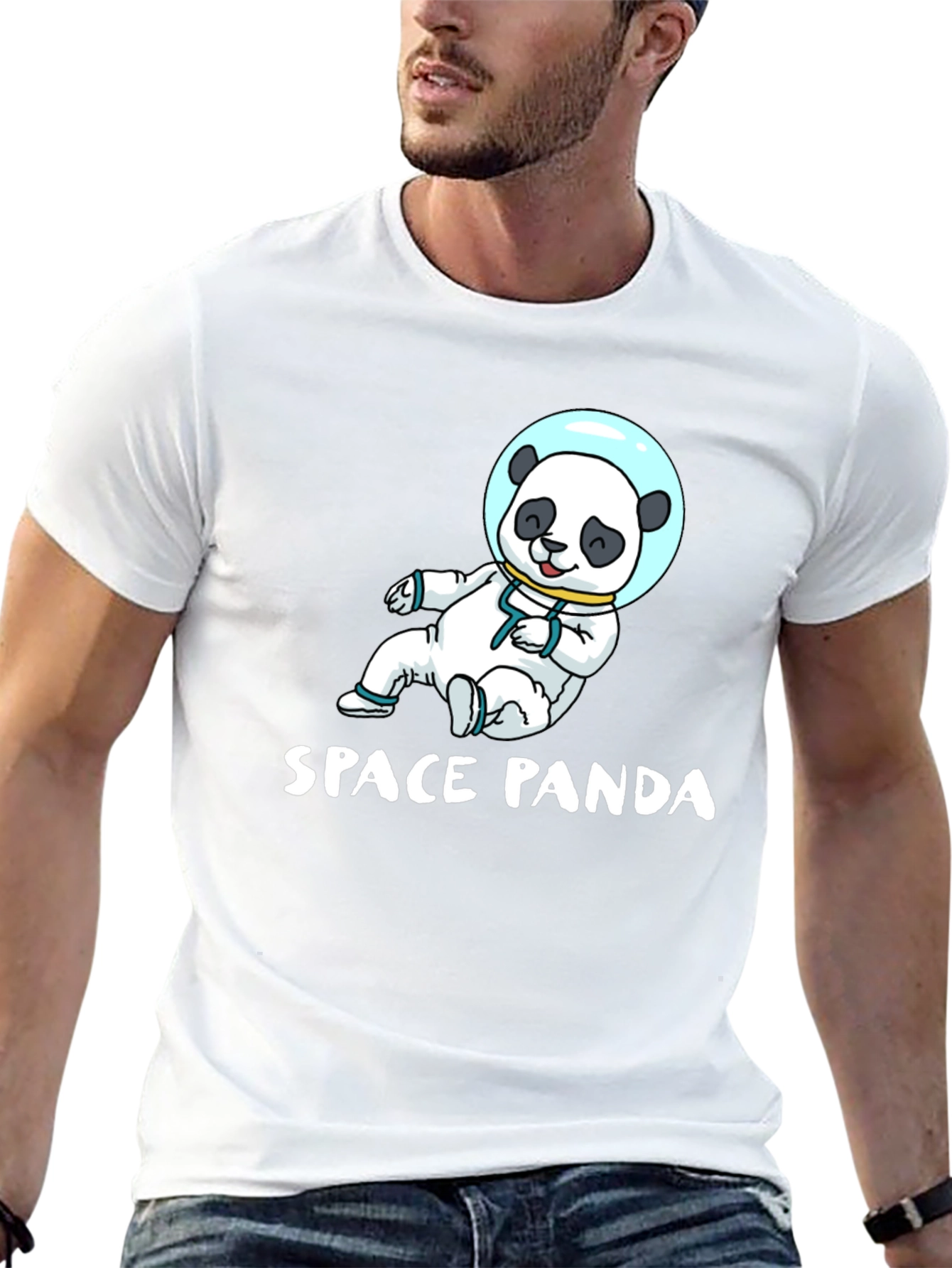 Space Panda Graphic T-Shirt - Black Cotton Tee