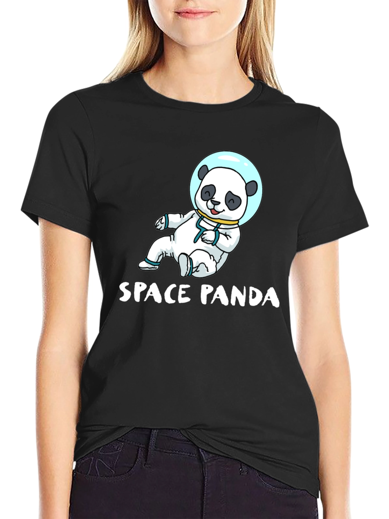 Space Panda Graphic T-Shirt - Black Cotton Tee