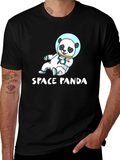 Space Panda Graphic T-Shirt - Black Cotton Tee